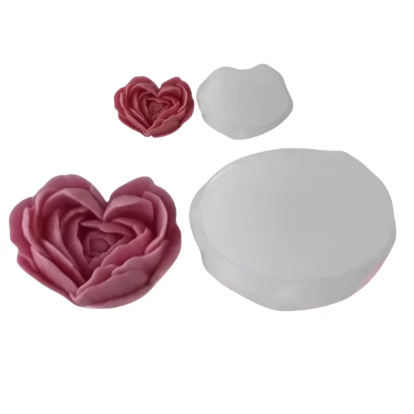 طقم قالب وردة قلب شموع (6.5سم + 7.5سم)